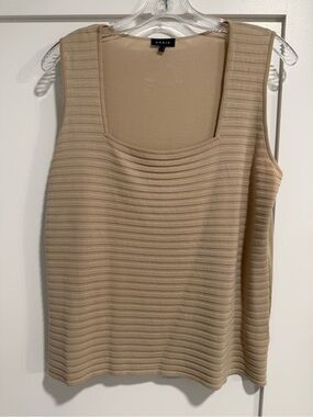 Akris Tan Ribbed Square-Neck Sleeveless Knit Tank, 14